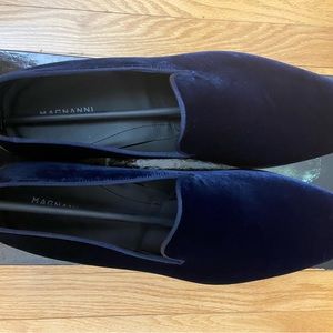 Brand New Magnanni Blue Velvet tuxedo shoes in box size 14